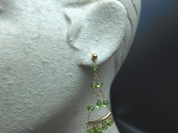 14k gold green drop ears a